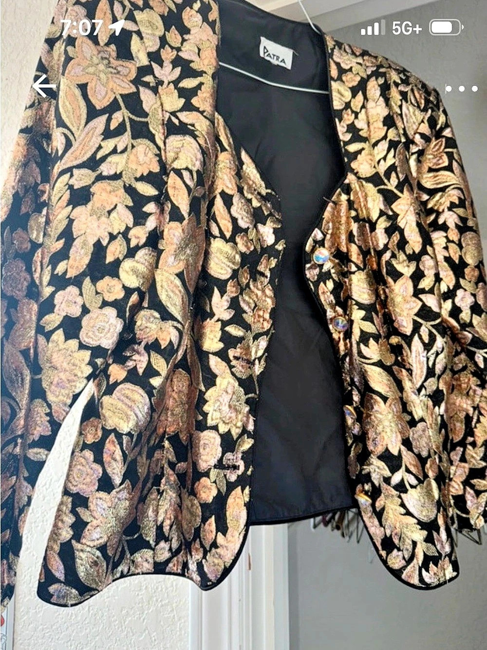 PATRA Floral Jacquard Blazer Black & Gold Like New